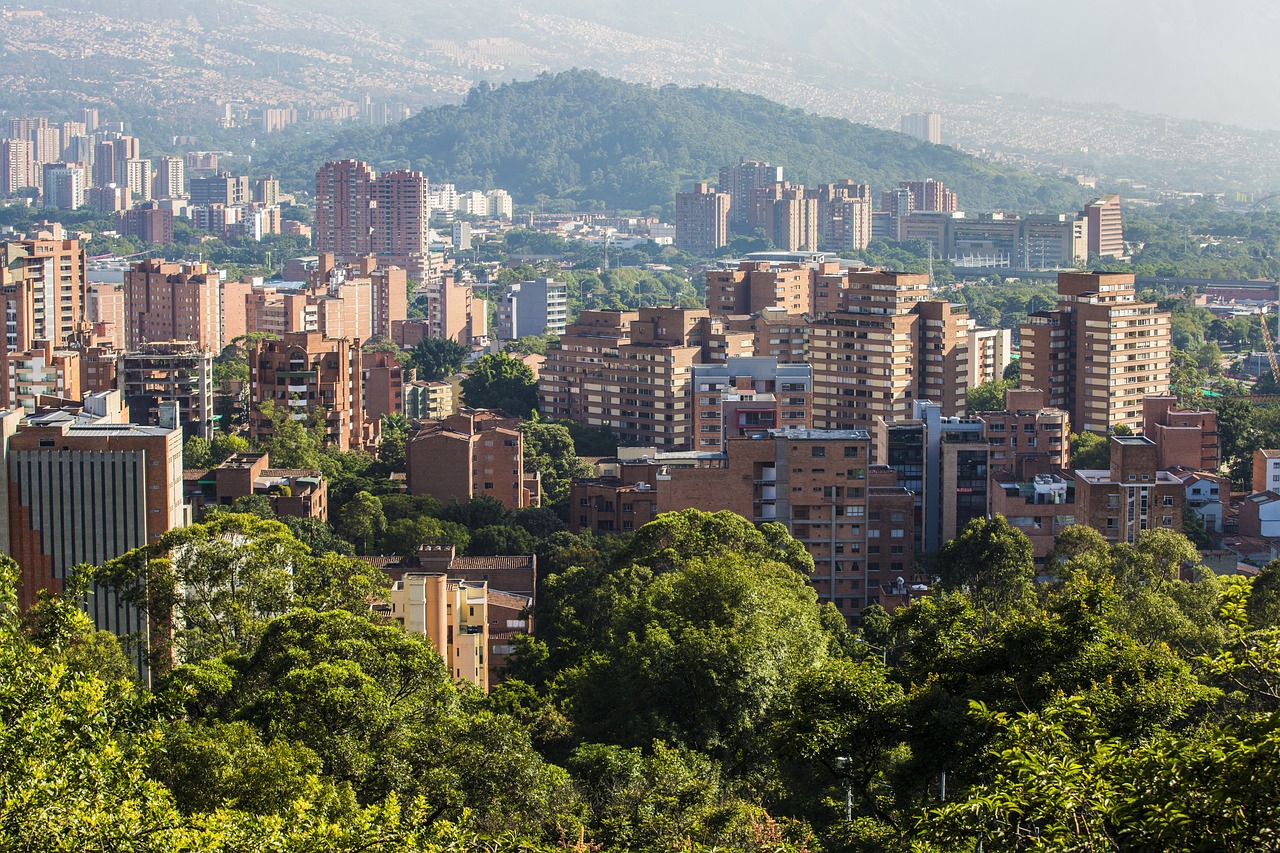 Panoramic view of Medellín valley at dusk